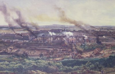 Factories at Le Creusot in 1848 (detail) by Ignace Francois Bonhomme